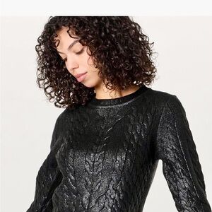Elegant Black Cable Knit Women's Sweater